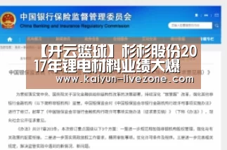 【开云篮球】杉杉股份2017年锂电材料业绩大爆发(图4) 开云体育